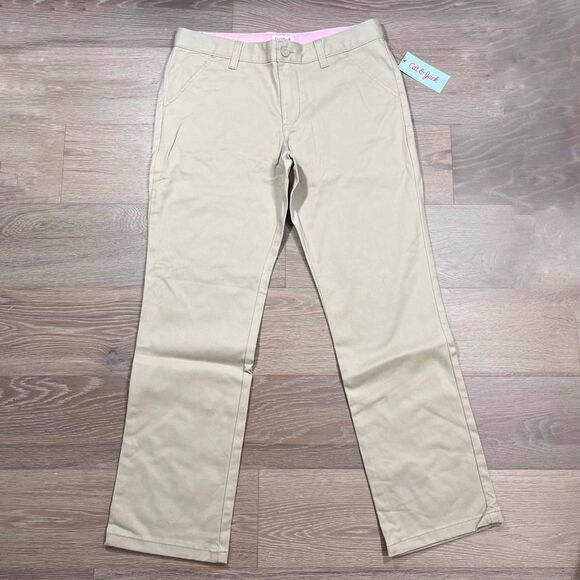 Cat & Jack Girls Khaki School Uniform Straight Leg Pants 12 Plus - Picture 2 of 8